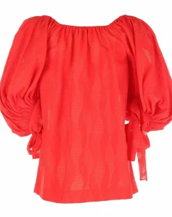 Derhy Tops Et Blouses|Blouse Ralenti texturée manches bouffantes rouge