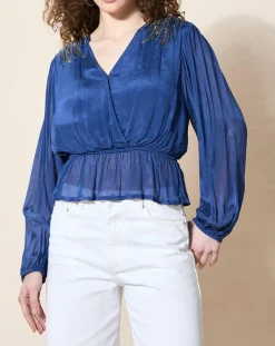 Louizon Tops Et Blouses|Blouse satinée Airbag bleue