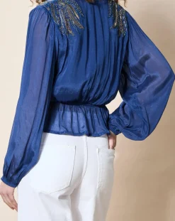 Louizon Tops Et Blouses|Blouse satinée Airbag bleue
