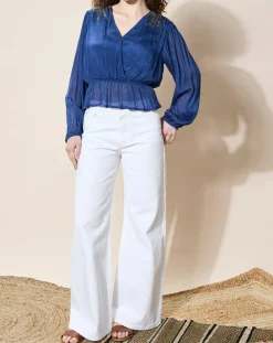 Louizon Tops Et Blouses|Blouse satinée Airbag bleue