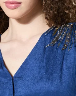 Louizon Tops Et Blouses|Blouse satinée Airbag bleue