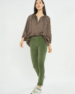 Lauren Vidal Tops Et Blouses|Blouse satinée Ciara imprimée forest kaki/marron