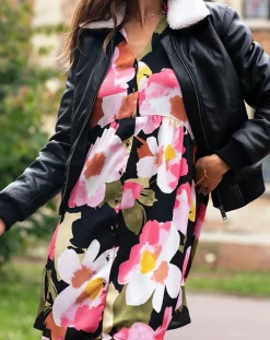 La Petite Etoile Vestes, Blousons|Blouson Aviateur en Cuir Zola noir