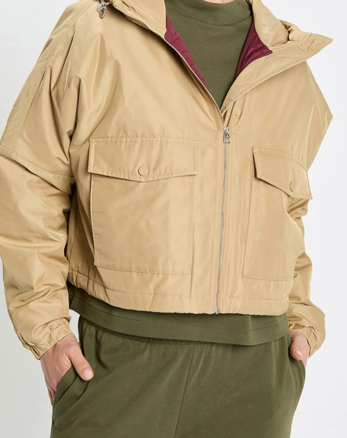 Marc O'Polo Vestes, Blousons|Blouson court à capuche poches zip beige