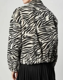 Lou Andrea Vestes, Blousons|Blouson en Fausse Fourrure Comma zèbre blanc/noir