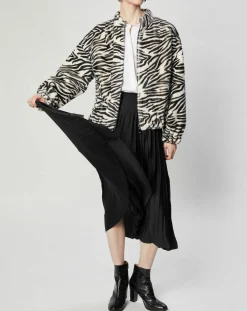 Lou Andrea Vestes, Blousons|Blouson en Fausse Fourrure Comma zèbre blanc/noir