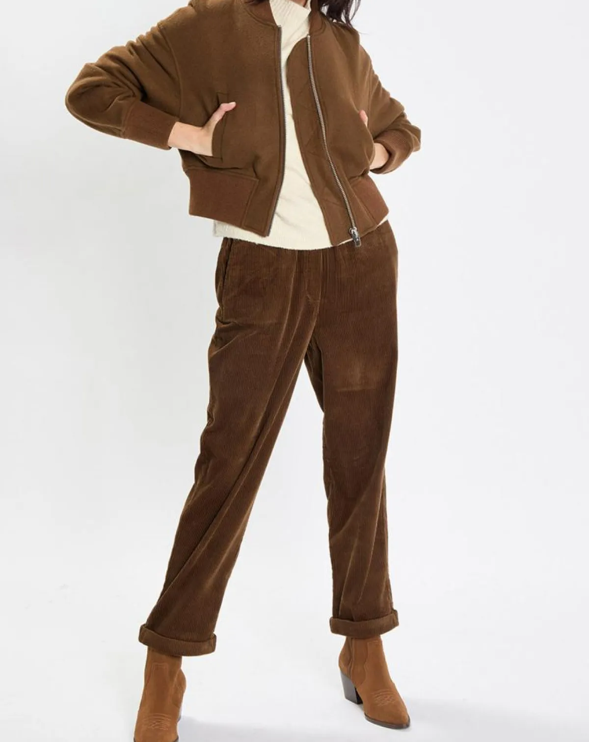 Marc O'Polo Vestes, Blousons|Blouson en Laine mélangée Cropped marron