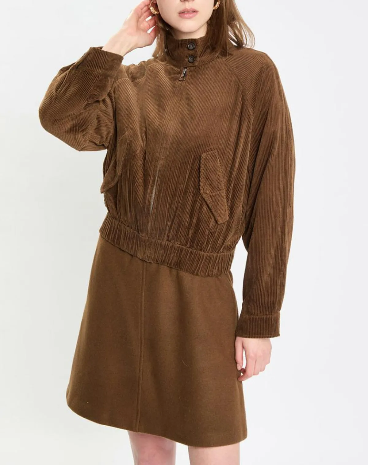 Marc O'Polo Vestes, Blousons|Blouson en Velours côtelé marron