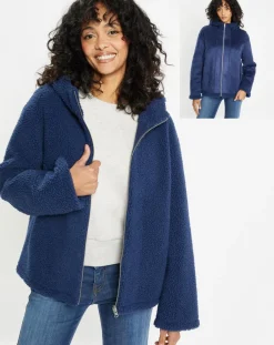 Lou Andrea Vestes, Blousons|Blouson réversible en Fausse Fourrure Short Hood indigo