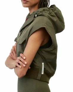 Marc O'Polo Vestes, Blousons|Blouson sans manches court à capuche kaki