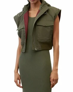 Marc O'Polo Vestes, Blousons|Blouson sans manches court à capuche kaki