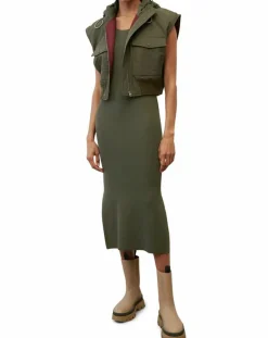 Marc O'Polo Vestes, Blousons|Blouson sans manches court à capuche kaki