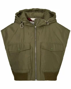 Marc O'Polo Vestes, Blousons|Blouson sans manches court à capuche kaki