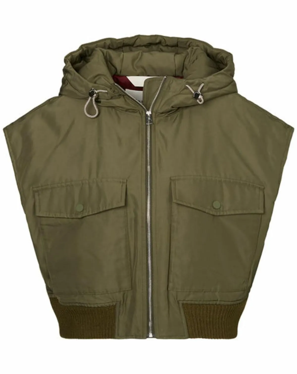 Marc O'Polo Vestes, Blousons|Blouson sans manches court à capuche kaki