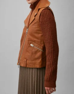 Marc O'Polo Vestes, Blousons|Blouson sans manches en Cuir d'Agneau marron clair