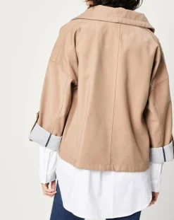 Esprit Vestes, Blousons|Blouson zippé à grande poche beige foncé