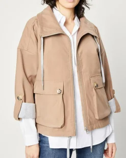 Esprit Vestes, Blousons|Blouson zippé à grande poche beige foncé