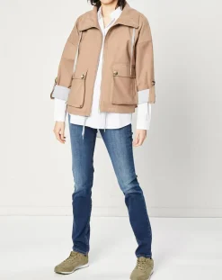 Esprit Vestes, Blousons|Blouson zippé à grande poche beige foncé