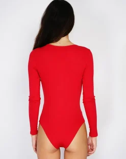 Assuili Lingerie, Nuit|Body en Soie mélangée Madelaine rouge