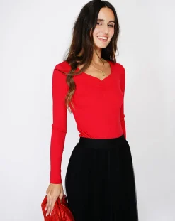 Assuili Lingerie, Nuit|Body en Soie mélangée Madelaine rouge