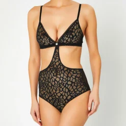 Huit Lingerie, Nuit|Body en Soie mélangée Sonia noir
