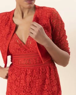 Caroll Vestes, Blousons|Boléro Carly à dentelle rouge