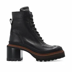 See by Chloé Bottines|Boots en cuir à lacets Mahalia noires