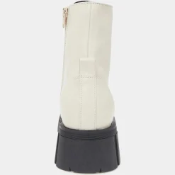 Galeries Lafayette Bottines|Boots à lacets semelle épaisse beiges - Talon 4,5 cm