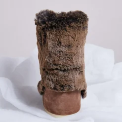 Moon Boot Bottines|Boots Après-ski en Velours de Cuir et fausse fourrure Soft Fur marron