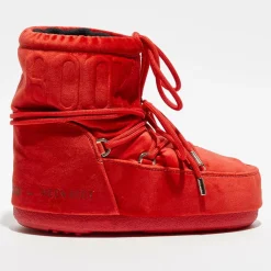 Moon Boot Bottines|Boots Après-ski en Velours Mars rouges
