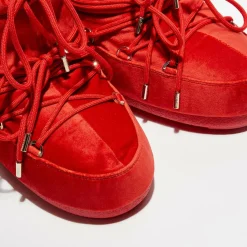 Moon Boot Bottines|Boots Après-ski en Velours Mars rouges