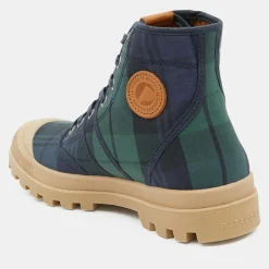 Pataugas Baskets|Boots Authentiques en Toile de Coton motif tartan bleu/vert