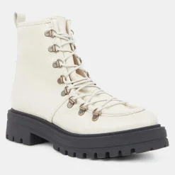 Galeries Lafayette Bottines|Boots de montagne à lacets Python beiges - Talon 4,5 cm