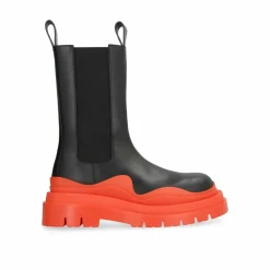 Bottega Veneta Bottines|Boots en cuir noir/orange