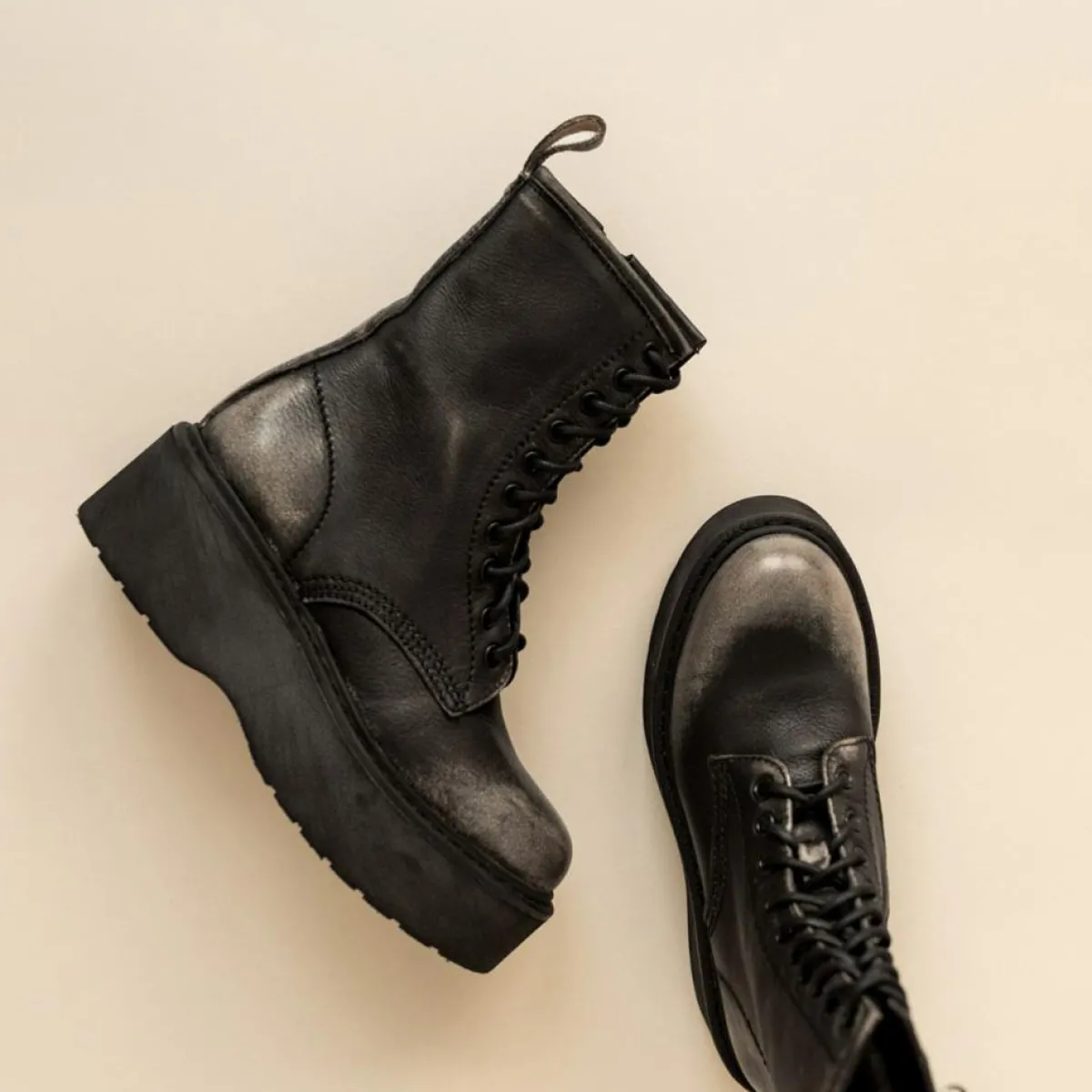 Jonak Bottines|Boots en Cuir Romy effet usé grises - Talon 6 cm