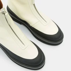 Neous Bottines|Boots en Cuir Zip écrues