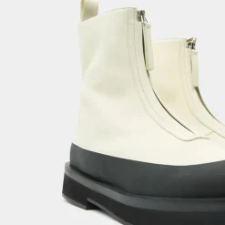 Neous Bottines|Boots en Cuir Zip écrues