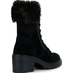 Geox Bottines|Boots en Velours de Cuir Damiana noires - Talon 6.5 cm