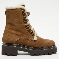 Galeries Lafayette Bottines|Boots fourrée lacets camel - Talon 5 cm