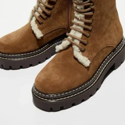 Galeries Lafayette Bottines|Boots fourrée lacets camel - Talon 5 cm