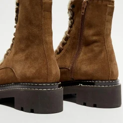 Galeries Lafayette Bottines|Boots fourrée lacets camel - Talon 5 cm