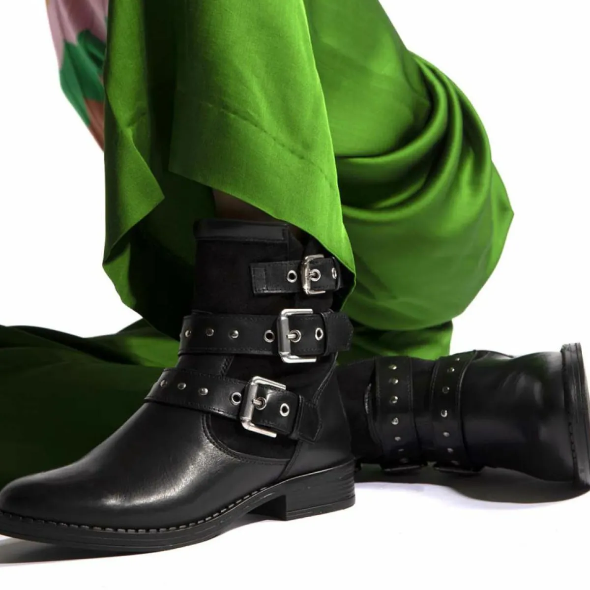 Cosmoparis Bottines|Boots fourrées en Cuir et Velours de Cuir Fitelo noires