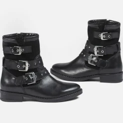 Cosmoparis Bottines|Boots fourrées en Cuir et Velours de Cuir Fitelo noires