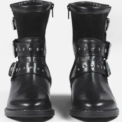 Cosmoparis Bottines|Boots fourrées en Cuir et Velours de Cuir Fitelo noires