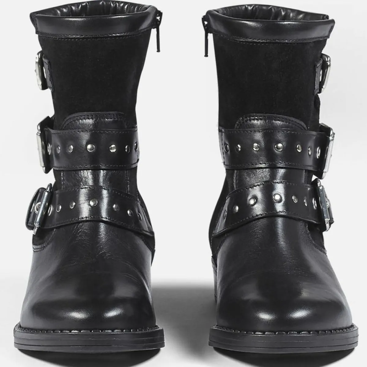 Cosmoparis Bottines|Boots fourrées en Cuir et Velours de Cuir Fitelo noires