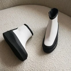 Flattered Bottines|Boots fourrées Laine en Cuir Aria blanches