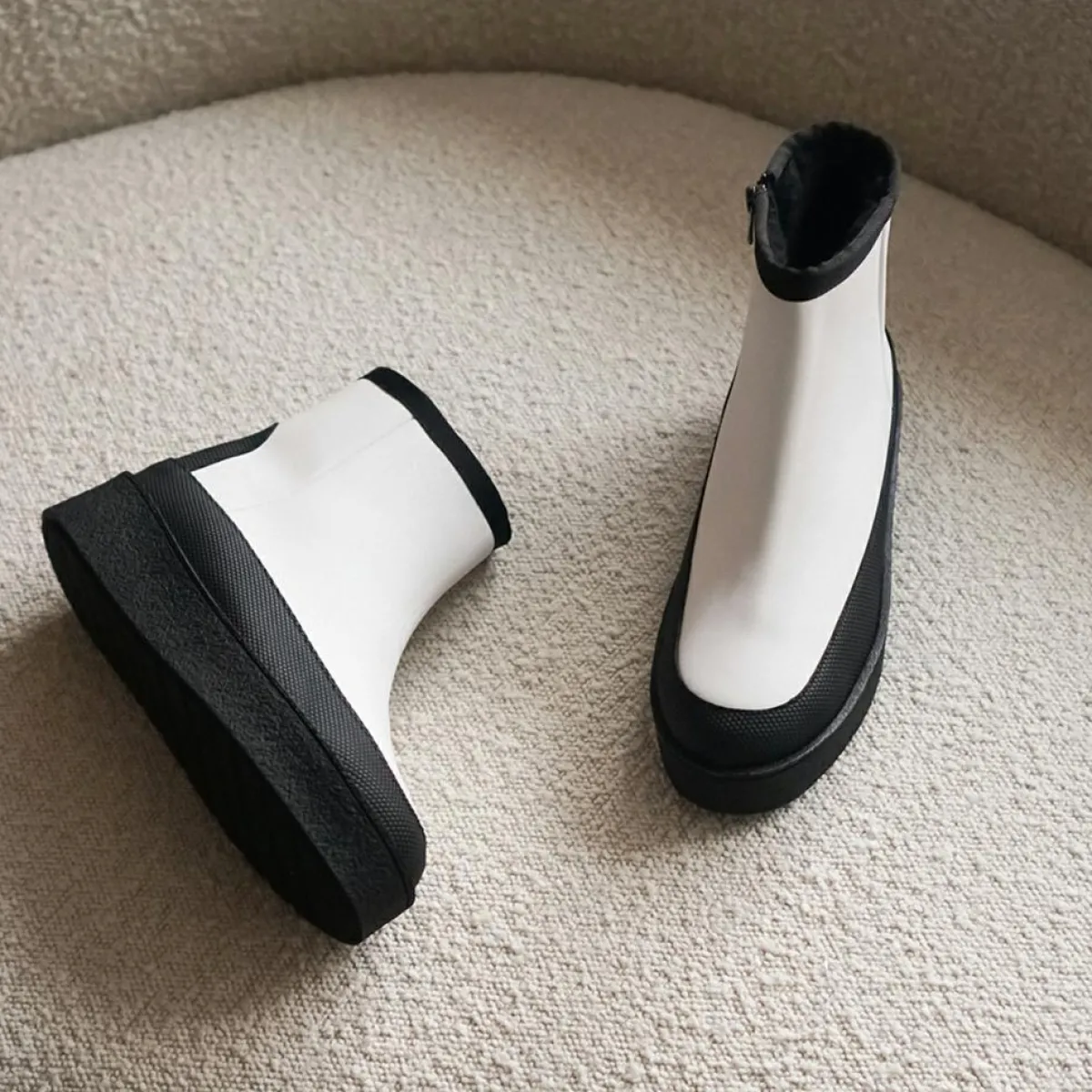 Flattered Bottines|Boots fourrées Laine en Cuir Aria blanches