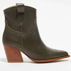 Apologie Bottines|Boots santiags en Cuir Lila kaki - Talon 7,5 cm