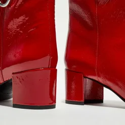 Free Lance Bottes|Bottes en Cuir Billi à multiples zips bordeaux - Talon 5 cm