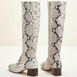 Cosmoparis Bottes|Bottes en Cuir Carlotine façon animal gris/noir
